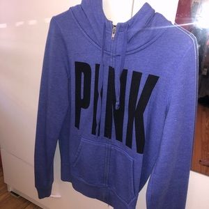 PINK VICTORIA SECRET FULL ZIP SWEATER SIZE XS